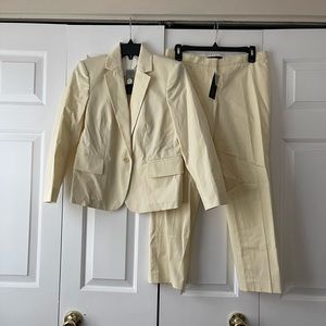 NWT Theory Butter Yellow Twill Suit Set Blazer and Pants